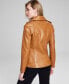ფოტო #2 პროდუქტის Women's Oversized Faux-Leather Moto Jacket, Created for Macy's