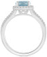 ფოტო #3 პროდუქტის Aquamarine (1-1/4 ct. t.w.) & Diamond (1/4 ct. t.w.) Halo Split Shank Ring in Sterling Silver