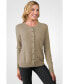 Women's 100% Cashmere Button Front Long Sleeve Crewneck Cardigan Sweater (1575, Azalea, Large )