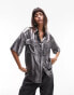 Topshop metallic shirt in gunmetal