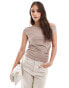 Фото #1 товара Abercrombie & Fitch high neck draped top in brown