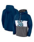 Фото #1 товара Men's Deep Sea Blue Seattle Kraken Flagrant Foul Anorak Raglan Half-Zip Hoodie Jacket