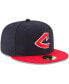 Фото #3 товара Men's Navy Cleveland Indians Cooperstown Collection Wool 59FIFTY Fitted Hat