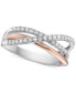 ფოტო #1 პროდუქტის Diamond Crisscross Three Row Ring (1/3 ct. t.w.) in 14k White & Rose Gold