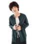 Фото #1 товара ASOS DESIGN knitted crew neck cardigan in dark green