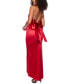 ფოტო #4 პროდუქტის Juniors' Satin Halter-Neck Back-Bow Gown