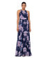 Women's Floral Chiffon Halter-Neck Gown