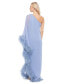 Фото #2 товара Women's Asymmetric-Neck Feather-Trim Dress