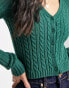 Hollister slim cropped cable knit cardigan in green grün, XL - фото #4