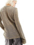 Фото #15 товара COLLUSION Unisex open stitch knitted crewneck in taupe