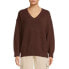 Фото #1 товара Dreamers By Debut Oversized Tunic V Neck Sweater Women Small Brown 100%Polyester