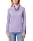 ფოტო #1 პროდუქტის Women's Contrast-Cuff Cowlneck Sweater