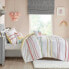 Фото #2 товара 5pc Full/Queen Striped Piper Cotton Comforter Set with Chenille Trim Pink