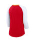 ფოტო #2 პროდუქტის Women's Red, White Kansas City Chiefs Knockout Arch Raglan Tri-Blend 3/4-Sleeve T-shirt