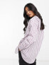 Wednesday's Girl oversized boyfriend poplin shirt in purple stripe