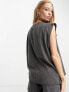 Фото #3 товара ASOS DESIGN washed oversized tank with drop arm hole with lost tour rock graphic in washed charcoal