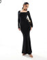 Фото #1 товара ASOS DESIGN square neck softline long sleeve maxi dress in black