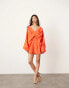 ASOS EDITION v neck drapey mini dress in bright orange