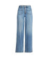 Фото #2 товара Petite Denim High Rise Button Front Patch Pocket Wide Leg Jeans