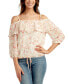 Фото #1 товара Juniors' Embroidered Off-The-Shoulder Ruffle Top