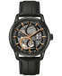 ფოტო #1 პროდუქტის Men's Automatic Sutton Black Leather Strap Watch 43mm, A Macy's Exclusive