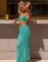 South Beach x Misha Grimes sequin knit maxi beach skirt in teal синевато-зеленый, 44 - фото #4