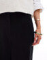 ASOS DESIGN Petite high waist seam detail tailored trousers with linen in black