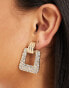 Фото #4 товара Accessorize crystal embellished square drop earrings in gold plated