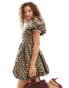 Sister Jane puff sleeve bubble jacquard mini dress in leopard