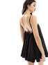 Фото #7 товара The Frolic sunstorm easy throw on volume strappy mini beach dress in black