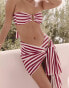 4th & Reckless x Luana Barron paloma bandeau stripe bikini top in cherry red Красный, 42 - фото #3