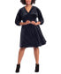 ფოტო #4 პროდუქტის Plus Size Velvet V-Neck Fit & Flare Dress