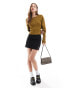 Фото #3 товара & Other Stories knitted fitted sweater with sculptural sleeves in dark khaki green