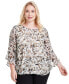 Фото #1 товара Plus Size Printed 3/4-Sleeve Blouse