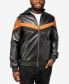 Фото #1 товара Men's Shiny Polyurethane and Faux Suede Detailing with Faux Shearling Lining Hooded Jacket