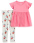 Фото #5 товара Toddler 2-Piece Tulle Top & Floral Legging Set 5T