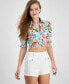 Фото #1 товара Women's Adele Button-Front Knot-Back Cropped Shirt