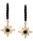 ფოტო #3 პროდუქტის Onyx Star Dangle Huggie Hoop Earrings in 14k Gold-Plated Sterling Silver