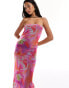 Фото #1 товара ASOS DESIGN bandeau mesh maxi dress in pink floral