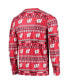ფოტო #4 პროდუქტის Men's Red Wisconsin Badgers Ugly Sweater Long Sleeve T-shirt and Pants Sleep Set