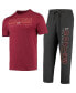 ფოტო #1 პროდუქტის Men's Heathered Charcoal, Maroon Distressed Virginia Tech Hokies Meter T-shirt and Pants Sleep Set