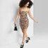 Фото #1 товара Women's Lace-Up Back Satin Bodycon Dress - Wild Fable Cognac Tiger Print S