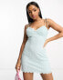 Фото #1 товара The Frolic tie shoulder cami mini dress with cup detail in sky blue lace