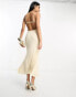 ASOS DESIGN elasticated strappy midi dress with open back in ivory 40 - фото #4