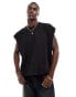 ASOS DESIGN extreme oversized heavyweight sleeveless t-shirt with raw edge in black Черный, XS - Chest 36 - фото #1