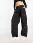 Фото #2 товара Bershka multipocket contrast stitching cargo trousers in black