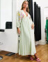 Фото #2 товара ASOS DESIGN v front baby doll pleated embroidered midi dress in pastel green