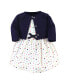 Фото #1 товара Baby Girls Baby Organic Cotton Dress and Cardigan 2pc Set, Colorful Dot