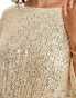 TFNC Plus sequin kimono top maxi dress in gold