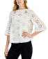Фото #1 товара Women's Floral Embroidered Eyelet Boat-Neck Top